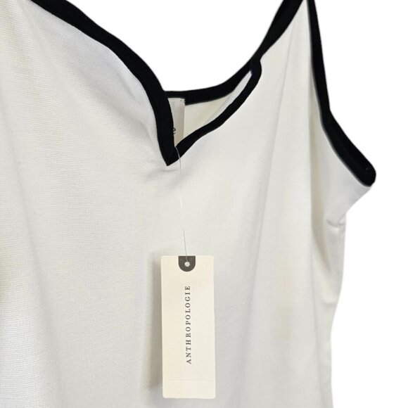 Anthropologie Maeve Contrast Piped Tank Top Size XL White Black V-Neck NWT - Picture 4 of 7